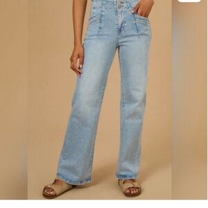 Altar'd State Light Blue Flare- Tyla Wide Leg Jeans